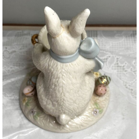 Two 2004 Lenox Fine Ivory Easter Bunny Egg Cup Basket Spring Tulips - Picture 8 of 14